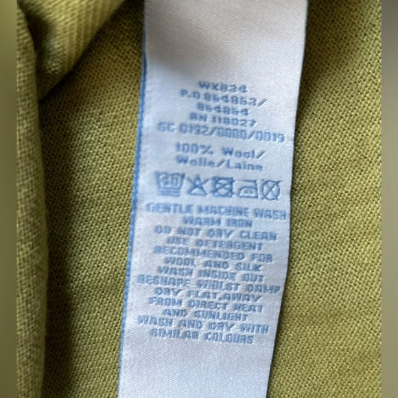 Y2K Boden Women's Chartreuse Lime Green Ruching Button Front 100% Wool Cardigan - Picture 7 of 7